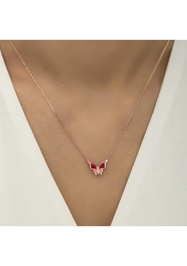 Casera's Gümüş Rose Minimal Kelebek Kadın Kolye Csr2180797 Gümüş