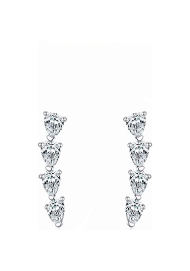 Timeless Series Zarif Damla Kesim Işık Taş Gümüş Kadın Küpe Gümüş