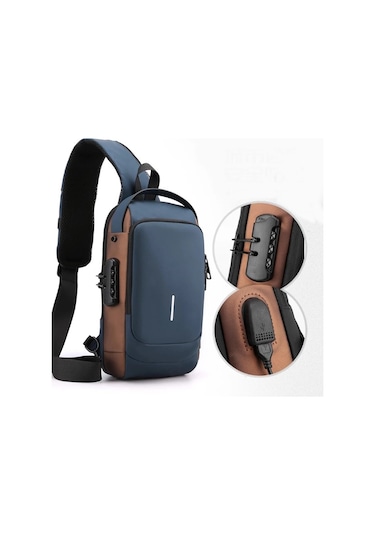 Powerbank Destekli Erkek Ön Göğüs Çantası Çok Renkli