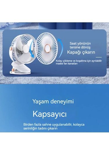 Relaxed Taşınabilir Klips Tipi Sessiz Şarj Edilebilir Yeni Küçük Fan-mor