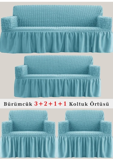 StarMall Bürümcük Koltuk Örtüsü, Berjer, Çekyat Kılıfı 3211 Takım Turkuaz