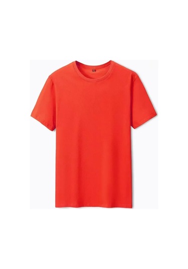 Snapbuy180g Pamuk Erkek Kadın Yazlık T-shirt Kısa Kollu Düz Renkkırmızı Kirmizi