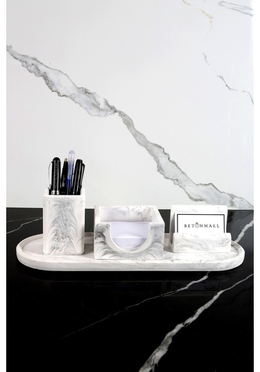 4 Parça Kartvizitlik Ofis Seti Kalemlik Bloknot Aksesuarları