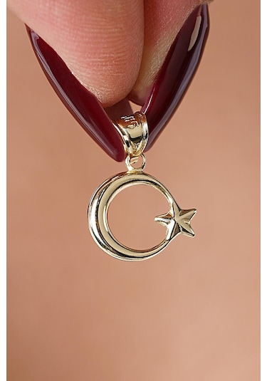 14 Ayar Altın Mini Ay Yıldız Kolye Ucu - Klyuc3516 Sarı Altın