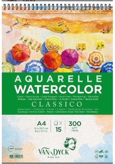 Van Dyck Classico Dokulu Coldpress A4 Üstten Spiralli 15 Yaprak S