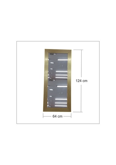 Büyük 124X64Cm Altın Yaldız Salon Antre Komodin Etajer Boy Aynası Altın