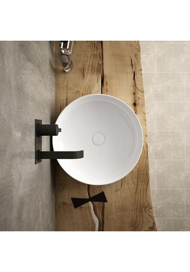 Lucco Lucente 43 CM Tezgah Üstü Oval Lavabo Beyaz