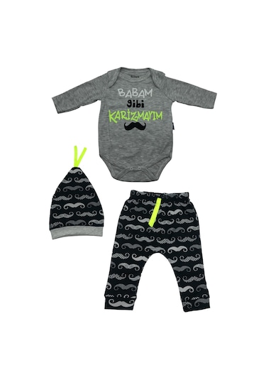 Miniworld Erkek Bebek Karizma Baskılı Lacivert 3'lü Badi Takımı 16748 001
