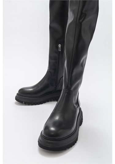 Luvishoes Chip Siyah Kadın Dizüstü Çizme Siyah