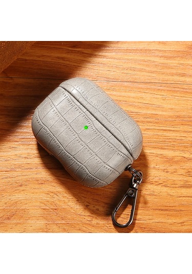 Airpods Uyumlu Pro Timsah Dokusu Kulaklık Koruyucu Kılıf İçin Gri