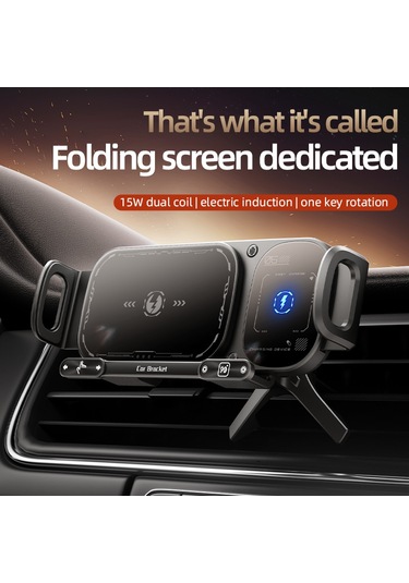 Geeroyoo Manyetik Kablosuz Araç Şarj Desteği, Otomatik Sıkma, Çift Bobinli Siyah