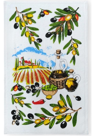 2li Paket Baskılı Beyaz Mutfak Havlusu Modeli Zeytinköy