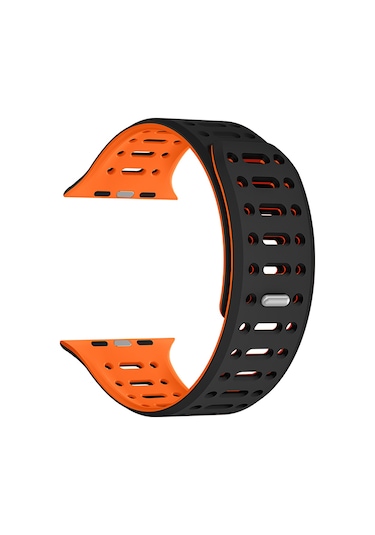 Xemu Watch 7 45mm Uyumlu Krd-124 Silikon Kordon Strap Kayış-siyah-turuncu