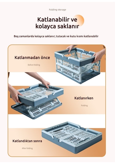 Snapbuy Katlanır Sepet, Alışveriş, Piknik, Market, Taşıma, Depolama Ve Kamp İçin Uygundur Büyük Beden Mavi