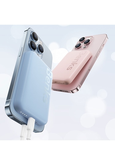 Benks Mp10 6000 mAh İnce Tasarımlı Magsafe Powerbank Mavi