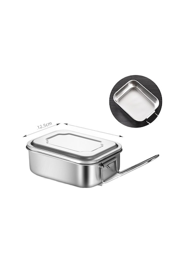 Paslanmaz Çelik Kare Yemek Kabı Geniş Kapasiteli Taşınabilir Öğle Yemeği Saklama Kutusu Pratik Ve Dayanıklı Gümüş