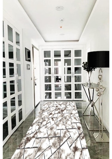 Krem Kahve Kaymaz Tabanlı Kesme Yolluk Koridor Mutfak Salon Halısı