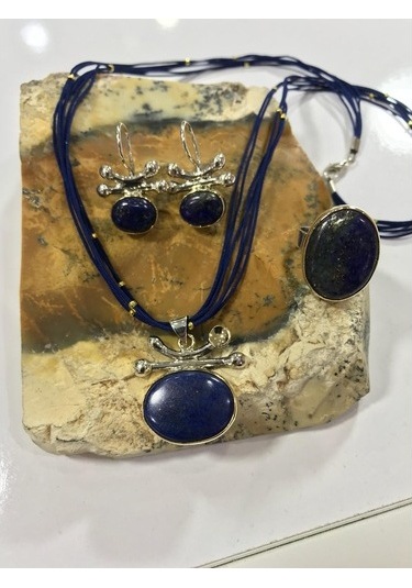Lapis Lazuli Taşlı Gümüş Set 925 Ayar