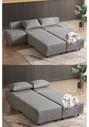 Kagu Corner Poly-l Köşe Takimi-kanepe-yatak-dinlenme Gri