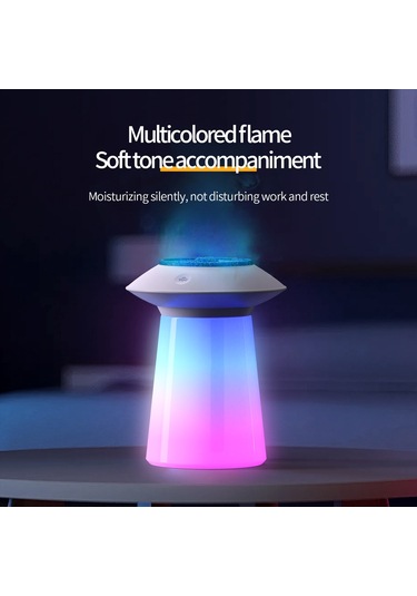 Sones Hx126 Ses Alma Rgb Işık Volkan Nemlendirici Simüle Alev Aromaterapi Makinesi, Renk: Beyaz