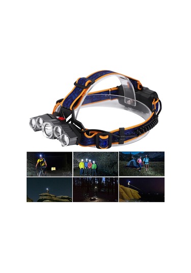 Yunboo Usb Şarjlı 5 Led Fenerli Kafa Lamba - 20000lm Zoomlu - Ipx6 Su Geçirmez - Alüminyum + Abs - Pilli Değil 18650 Batarya Gereklidir Diğer