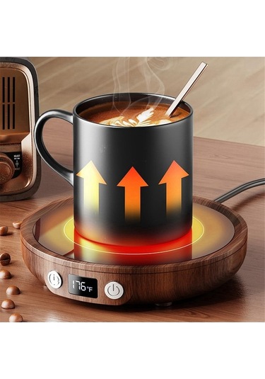 Ulzyvf Siyah Sıcaklık Kahve Isıtıcıları Fişi Fincanı Ekranlı Ayarı Abd 3 Bl Siyah