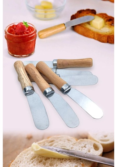 Ahşap Bambu Saplı 6 Adet Lüx Tereyağı Reçel Kahvaltı Bıçağı 11cm Kahvaltı-bıcagı Ahşap