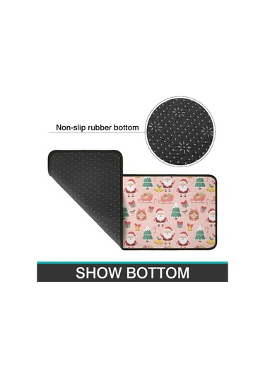 Noel Desenli 2'li Mutfak Matı, Anti-yorgunluk, Yastıklı Ve Kaymaz, Mutfak Ve Ofis İçin Noel Baba Noel Kız