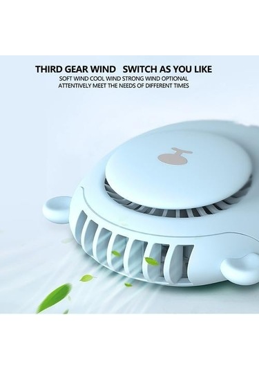 Taşınabilir Boyun Fan Sevimli Ayı Açık Seyahat Elbisesi Bel Olabilir Hung Küçük Fan Ayarlanabilir 2 Hız Minifan G41 Dbs4mh Mavi