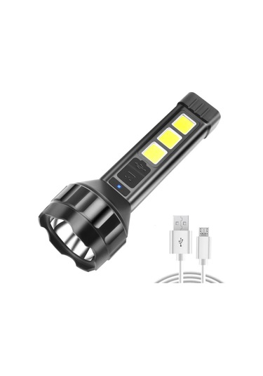 Wellhise 659 Usb Şarjlı El Feneri Cob Yan Işık Güçlü El Feneri Usb Şarj Edilebilir Açık Kamp Lambası Taşınabilir