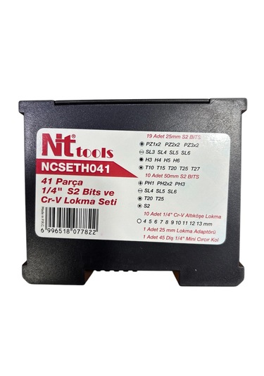 Nt 41 Parça 1/4'' S2 Bits Ve Cr-v Lokma Seti
