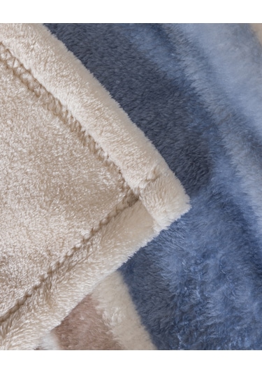 Mozel Çift Kişilik Welsoft Baskılı Battaniye - Mavi/bej 8684427292310 Çok Renkli