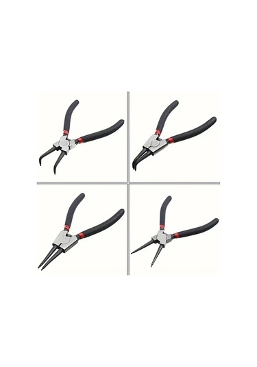 Elmpaly Yükseltilmiş 4 Parça Yaylı Halka Pensesi, Karbon Çelik Düz Ve Kavisli Uçlu