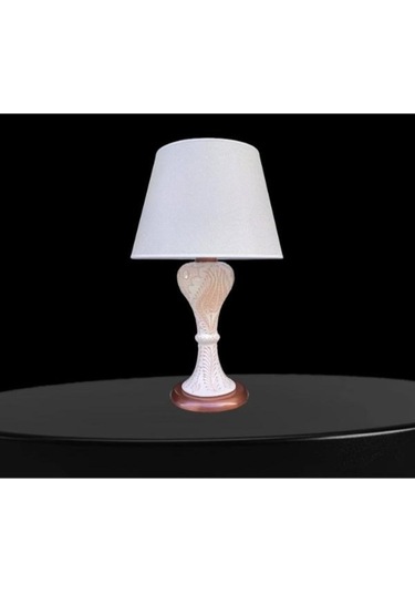 Gordion Abajur Bakır Kaplamalı Krem Çini Krem Şapka Beyaz