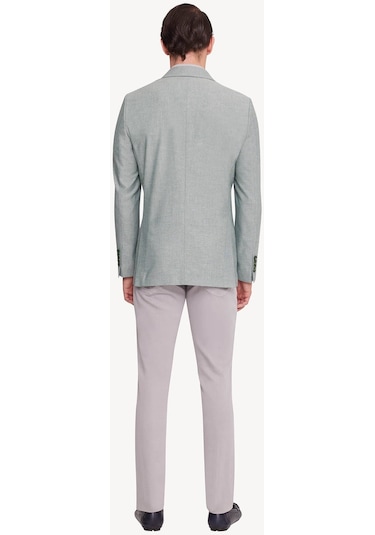 Erkek Yeşil Regular Fit Sivri Yaka Tek Ceket 001