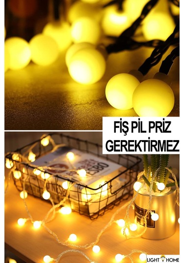 50 Led 7 Metre Sarı Opak Güneş Enerjili Led Işık Solar Bahçe Teras Balkon Ağaç Lambası Aydınlatması