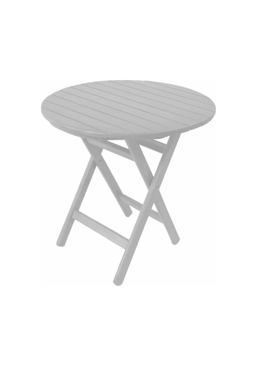 Motoryagmarket Buzludja 60Lık Katlanır Ahşap Bahçe Balkon Masası Yuvarlak -Beyaz