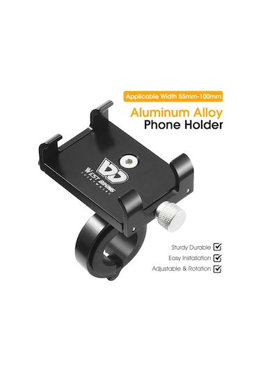Springsun Alüminyum Bisiklet Telefon Tutucu - Akıllı Titreşim Önleyici Evrensel Navigasyon Askısı Siyah