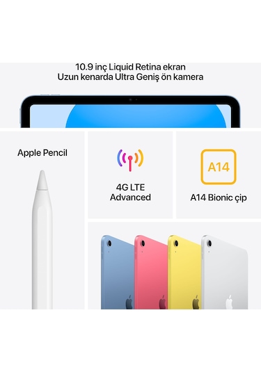 Apple iPad 10.Nesil MCMR4TU/A Wi-Fi + Cellular 256 GB 10.9" Tablet