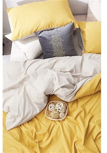 More Home Çift Kişilik Nevresim Takımı Sarı Bej