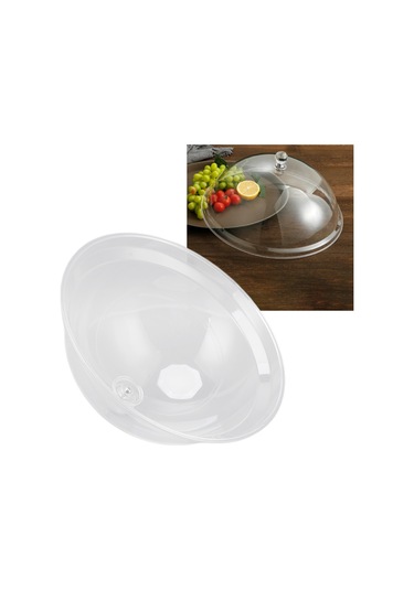 Fosenze Akrilik Gıda Koruyucu Kapağı, 35 Cm Büyük Boy, Şeffaf, Toz Ve Nem Koruma, Ergonomik Tutamaklı Mutfak Kapağı