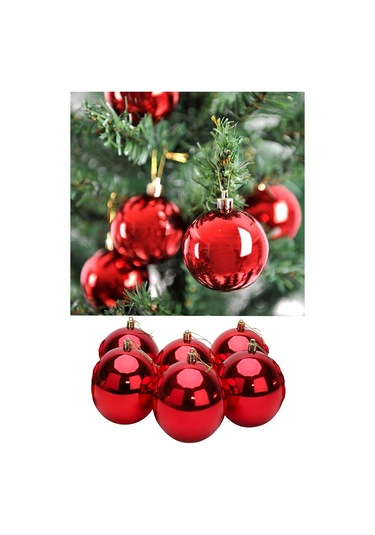Noel Çam Ağacı Süsü Ev Ofis Dekor 12 Li Parlak Kırmızı 3 Cm Top Süs Yılbaşı Çam Ağacı Süsleri Topu Çok Renkli