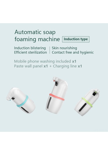 Moveevo "ce Onaylı 275ml Usb Şarjlı Otomatik Köpük Sabunluk - Duvar & Tezgah Kullanımı" Yeşil