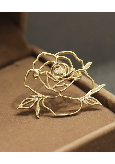 Especailly For You Payetli Gül Broşu 471475851 Altın Rengi