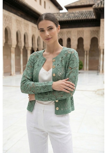 Sayzen Your Shine Gold Düğmeli Nakış Işlemeli Ceket Sy-shn2609 Çağla