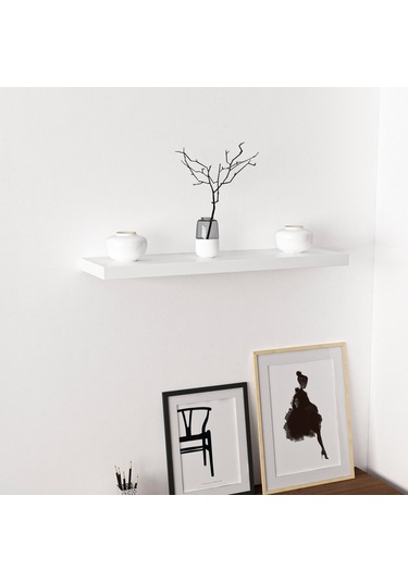 Minar Gizli Tutuculu Duvar Rafı 80 Cm - Beyaz