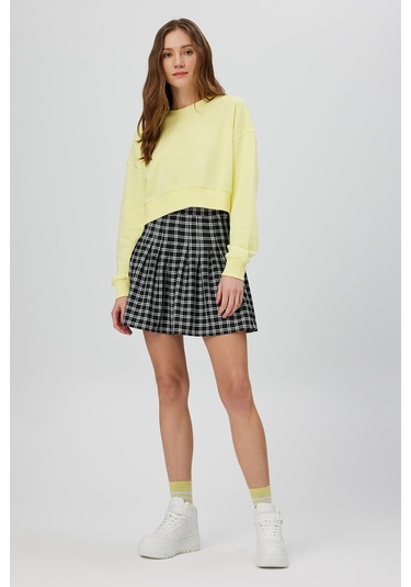 NAKIŞLI CROP SWEATSHIRT SARI Sarı