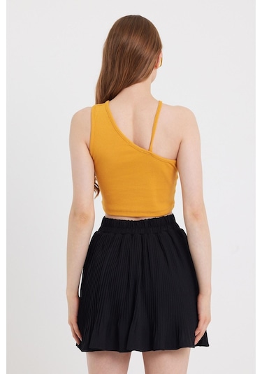 Quhox Kadın Askılı Crop Kaşkorse Sarı