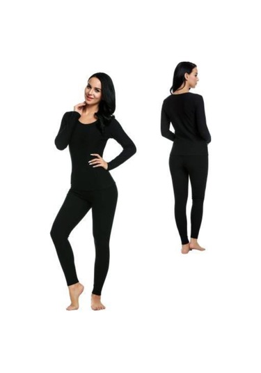 Kadın Siyah Termal Fanila Ve Tayt Takım Gri
