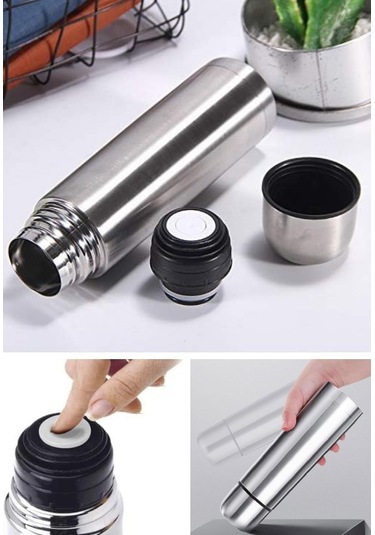 500 Ml Çift Katmanlı Sus 304 Çelik İnox Termos Süt-mama-kamp-piknik Termosu 12 Saate Kadar Sıcak Soğuk Tutma Gümüş